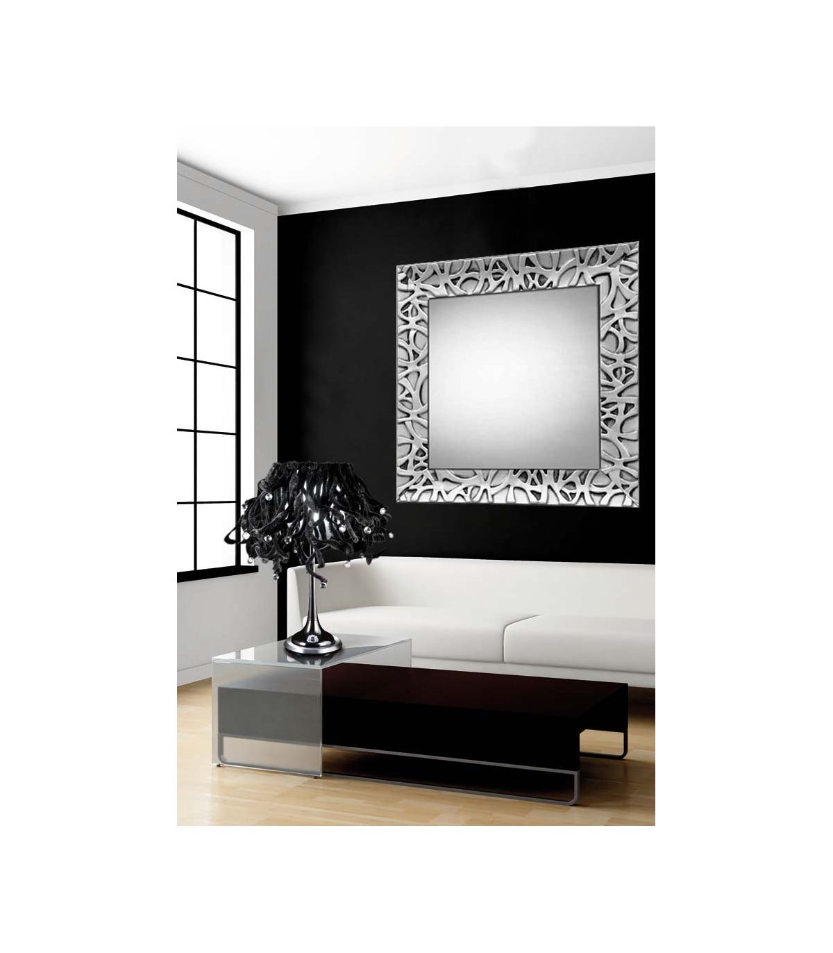 Espejo Pared Decorativo Forma Irregular Diseño Elegante Madera 30 cm
