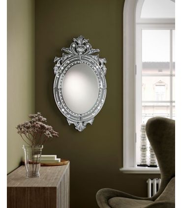 Espejo Ovalado de Pared para baño, Diseño Elegante de 60 cm x 80 cm Espejo  de Vidrio HD sin Marco con Bordes biselados contemporáneos