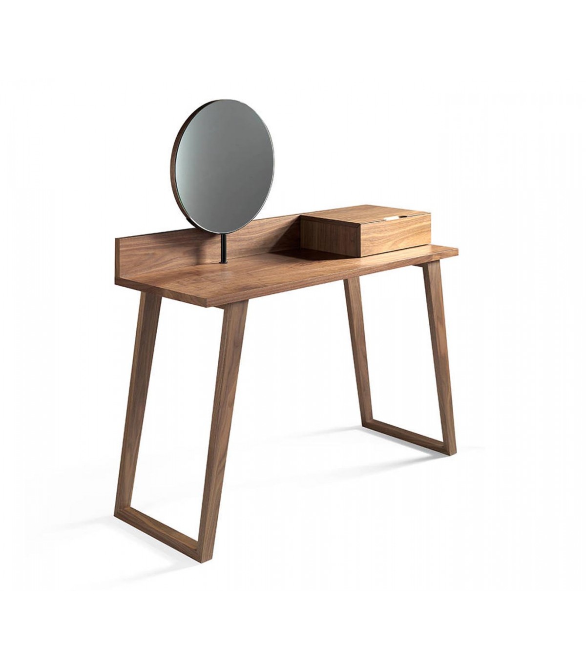 Mesa tocador madera, espejo y ratan