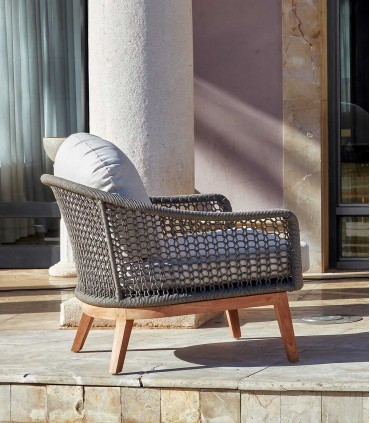 Sillón para terraza en madera de teca y cuerda Colección ORSINI