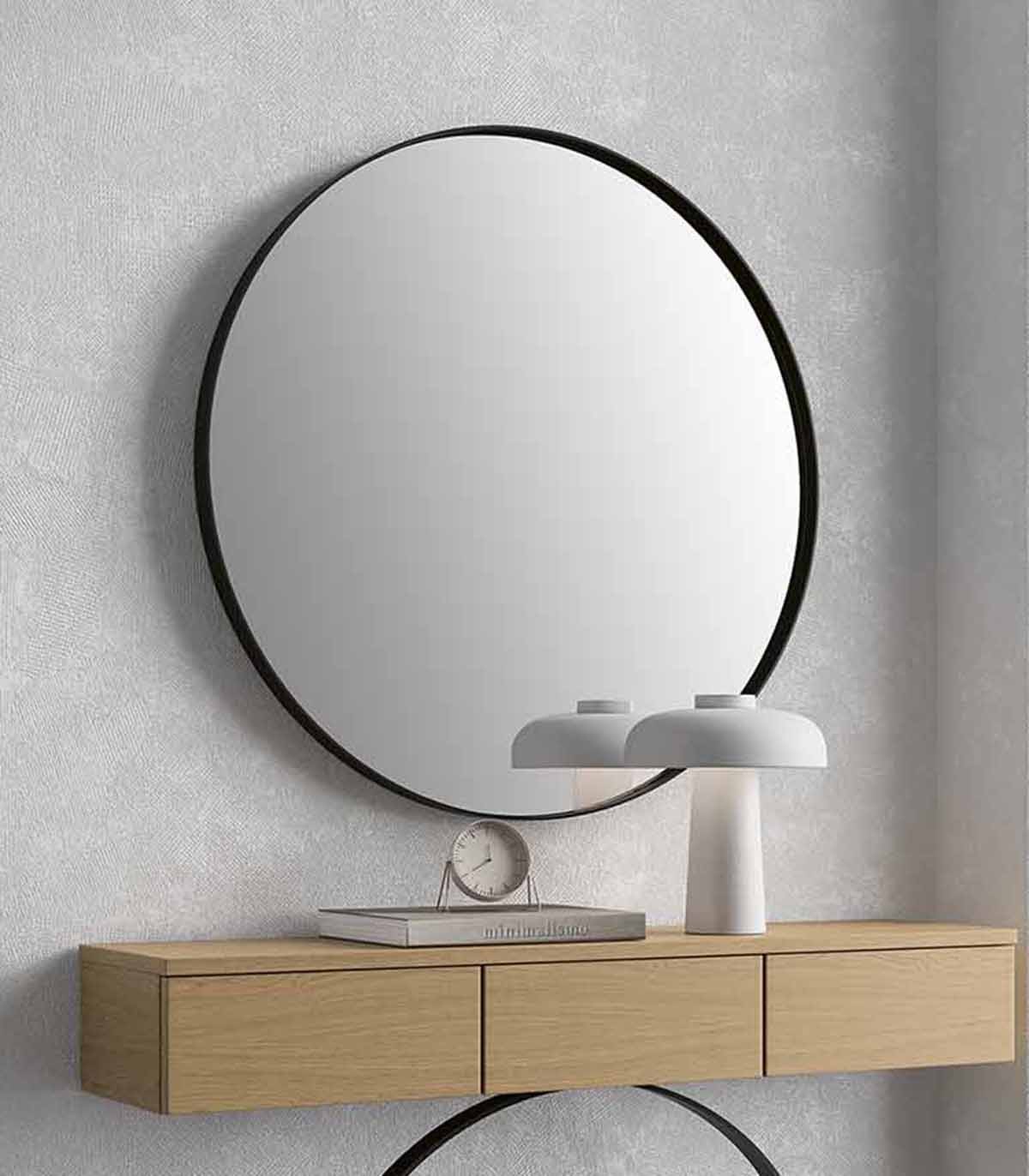 Espejo redondo 80 cm - Diseño en Hierro y Madera