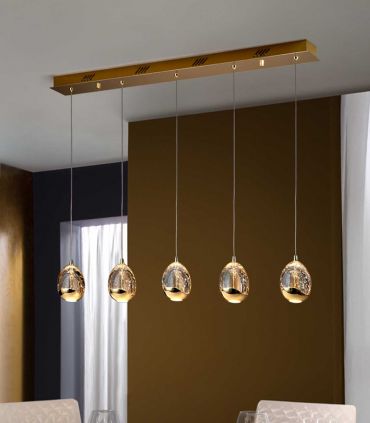 Lámpara LED de 5 luces ROCIO Oro Líneal Dimable