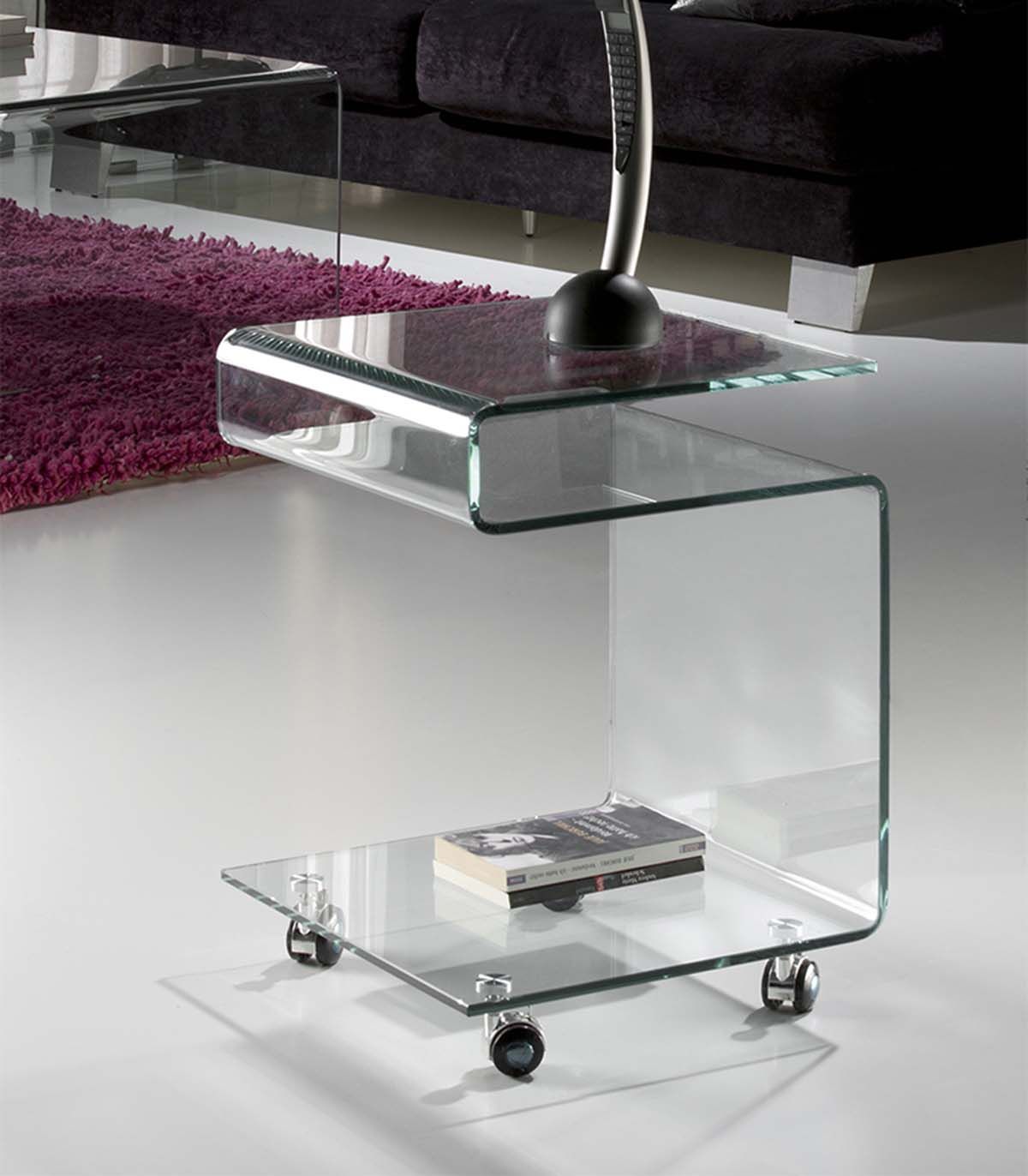 Mesa de centro de cristal curvado transparente Amarina 100 cm