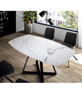 MESA DE COMEDOR CRISTAL Y ACERO INOXIDABLE CASANDRA - Stylo Home