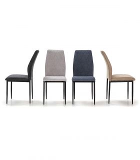 Set de 4 sillas tapizadas con patas de metal efecto madera SEUL