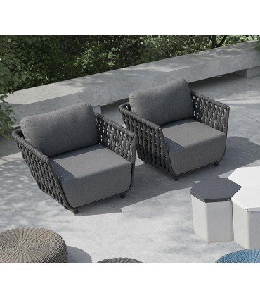 Sillón de terraza y jardín en cuerda y aluminio DENEB