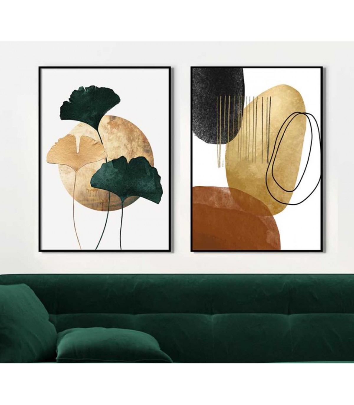 Set de decoración de pared abstracto moderno de 3 piezas, cuadro cuadrado  sobre lienzo con marco para salón