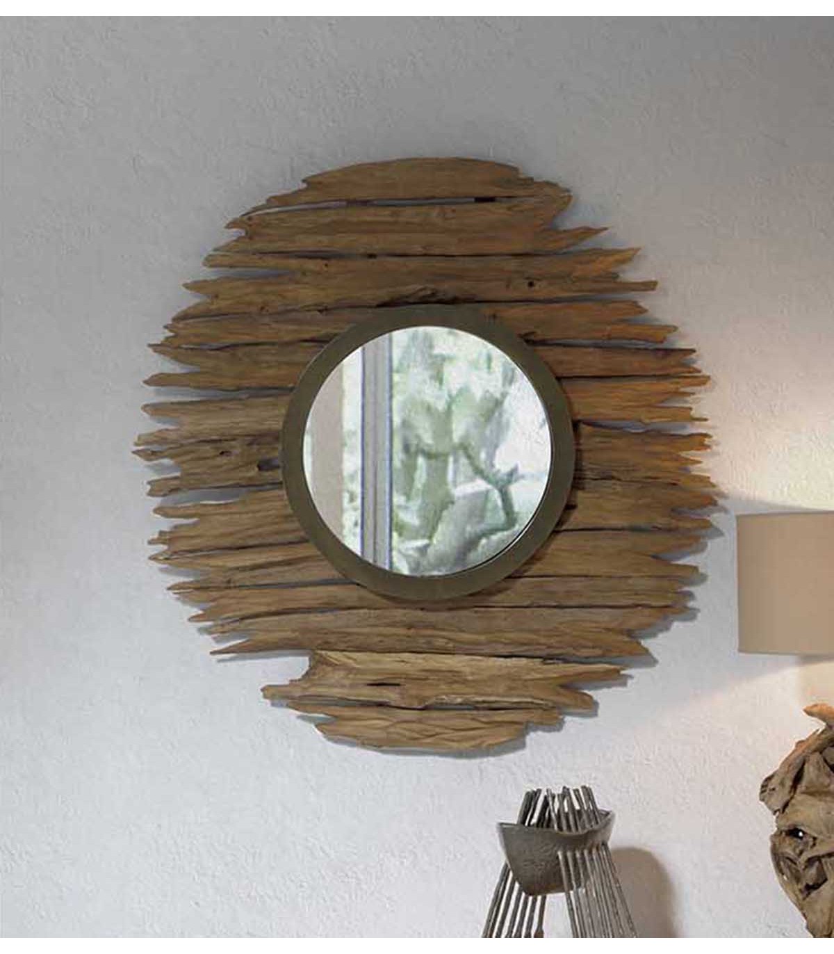 Espejo redondo de madera QUINTON, Espejos Decorativos