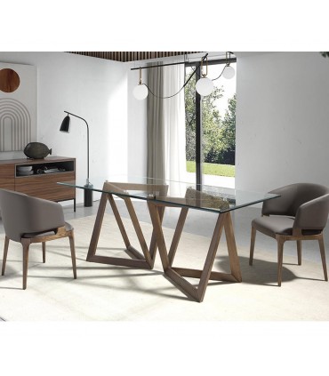 Mesa Comedor Moderna en madera y cristal BOA VISTA