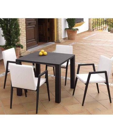 Conjunto de mesa y 4 sillas de aluminio MARBELLA