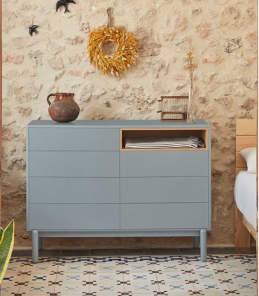 Cómoda cajonera de madera CORVO Gris perla