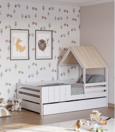 Cama cabaña infantil en madera NIDIA