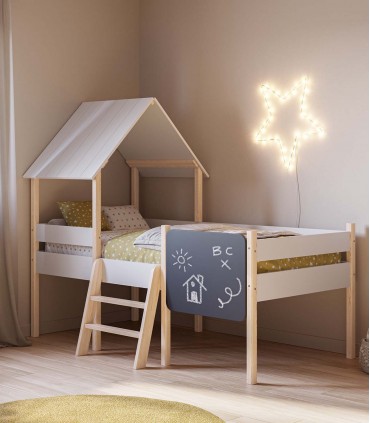 Cama cabaña de estilo infantil MINT Blanca