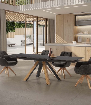 Mesa Comedor extensible en madera y cerámica AZUR