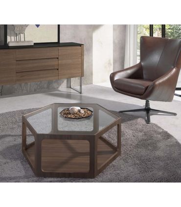 Mesa de centro en madera de nogal modelo HEXAGON