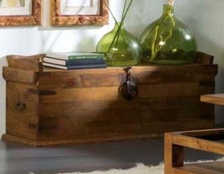 Baúl madera maciza almacenaje decoración hogar estilo rustico nordico